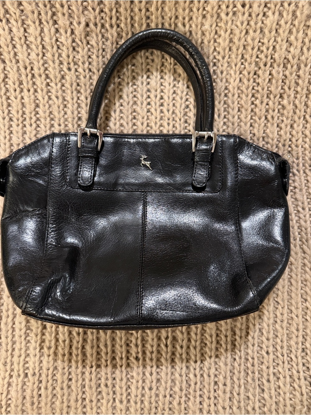 Chic Black Leather Top Handle Bag